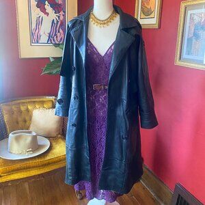 Vintage Parisian Leather Trench Coat